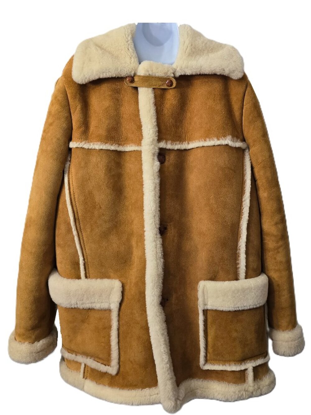 Vintage Sheep Skin Shearling Coat 44 L Leather Wool Sherpa Western Cowboy Dutton